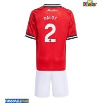 Manchester United Diogo Dalot #2 Heimtrikotsatz Kinder 2025-26 Kurzarm (+ Kurze Hosen)